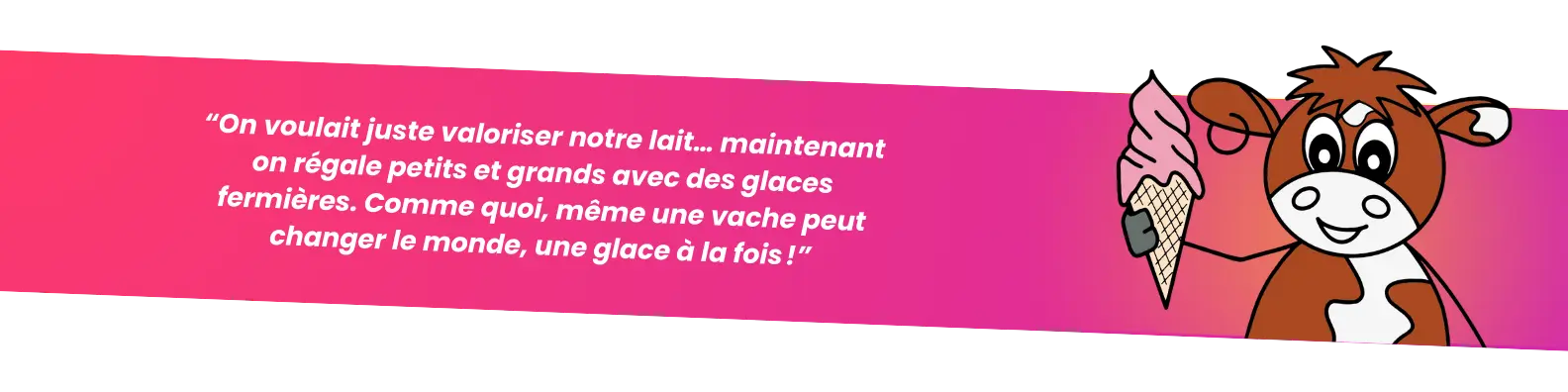 La vache parle sur un fond rose